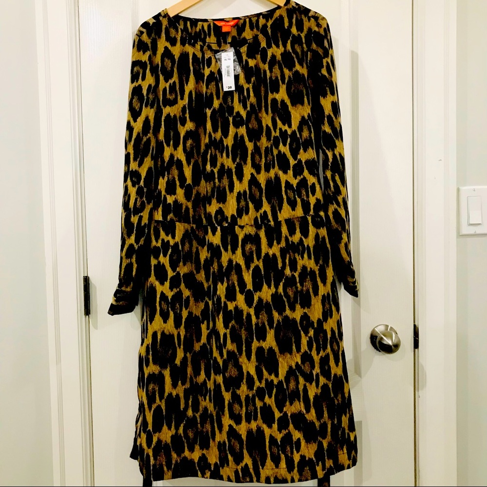 Joe Fresh Cheetah Print Long Sleeve Dress